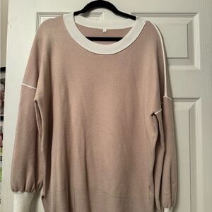 Women's Beige Sweater with White Trim